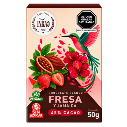 Tableta Blanco Vegano Fresa 50g
